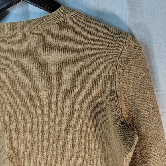 Polo Ralph Lauren Merino Wool Cashmere Sweater Pullover XS Tan Beige Elbow Patch - Picture 8 of 16